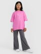 mini: Dziewczęcy t-shirt oversize z nadrukiem 4F 4FJWAW25TTSHF2395 - różowy (5)