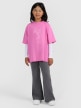 mini: Dziewczęcy t-shirt oversize z nadrukiem 4F 4FJWAW25TTSHF2395 - różowy (2)