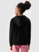Dziewczęca bluza dresowa nierozpinana z kapturem 4F 4FJWMM00TSWSF1316 - czarna