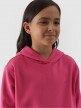 Dziewczęca bluza dresowa nierozpinana z kapturem 4F 4FJWMM00TSWSF1316 - różowa