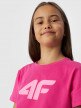 Dziewczęcy t-shirt z nadrukiem 4F 4FJWMM00TTSHF1803 - różowy