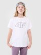 4F JUNIOR Dziewczęca koszulka oversize z nadrukiem 4F 4FJWMM00TTSHF2333  biała Biały