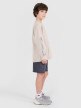 Chłopięcy longsleeve z nadrukiem 4F 4FJWSS25TLONM380 - beżowy
