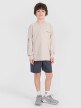 Chłopięcy longsleeve z nadrukiem 4F 4FJWSS25TLONM380 - beżowy