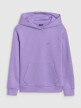 Dziewczęca bluza dresowa nierozpinana z kapturem 4F 4FJWSS25TSWSF1707 - fioletowa
