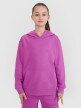 4F JUNIOR Dziewczęca bluza dresowa nierozpinana z kapturem 4F 4FJWSS25TSWSF1707  fioletowa Fioletowy