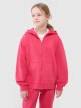 Dziewczęca bluza dresowa z kapturem rozpinana 4F 4FJWSS25TSWSF1853 - różowa