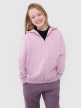 Dziewczęca bluza dresowa z kapturem rozpinana 4F 4FJWSS25TSWSF1853 - różowa