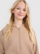 Dziewczęca bluza dresowa z kapturem rozpinana 4F 4FJWSS25TSWSF1853 - beżowa