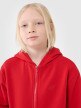 Chłopięca bluza dresowa z kapturem rozpinana 4F 4FJWSS25TSWSM1851 - czerwona