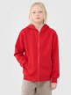 4F JUNIOR Chłopięca bluza dresowa z kapturem rozpinana 4F 4FJWSS25TSWSM1851  czerwona Czerwony