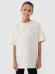 Dziewczęcy t-shirt oversize 4F 4FJWSS25TTSHF1851 - beżowy