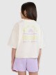 Dziewczęcy t-shirt crop top z nadrukiem 4F 4FJWSS25TTSHF1868 - biały