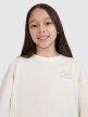 Dziewczęcy t-shirt crop top z nadrukiem 4F 4FJWSS25TTSHF1868 - biały