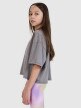 Dziewczęcy t-shirt crop top z nadrukiem 4F 4FJWSS25TTSHF1868 - szary