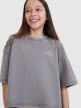 Dziewczęcy t-shirt crop top z nadrukiem 4F 4FJWSS25TTSHF1868 - szary