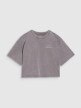 Dziewczęcy t-shirt crop top z nadrukiem 4F 4FJWSS25TTSHF1868 - szary