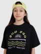 Dziewczęcy t-shirt z nadrukiem 4F 4FJWSS25TTSHF1870 - czarny