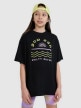Dziewczęcy t-shirt z nadrukiem 4F 4FJWSS25TTSHF1870 - czarny