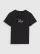 Dziewczęcy t-shirt z nadrukiem 4F 4FJWSS25TTSHF1871 - czarny