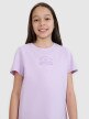 Dziewczęcy t-shirt z nadrukiem 4F 4FJWSS25TTSHF1871 - fioletowy