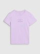 Dziewczęcy t-shirt z nadrukiem 4F 4FJWSS25TTSHF1871 - fioletowy