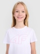 Dziewczęcy t-shirt z nadrukiem 4F 4FJWSS25TTSHF2176 - biały