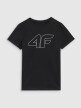 4F JUNIOR Dziewczęcy tshirt z nadrukiem 4F 4FJWSS25TTSHF2176  czarny Czarny