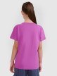 Dziewczęcy t-shirt basic 4F 4FJWSS25TTSHF2177 - fioletowy