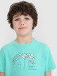 Chłopięcy t-shirt z nadrukiem 4F 4FJWSS25TTSHM1917 - turkusowy