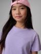 mini: Dziewczęcy t-shirt bez nadruku 4F 4FJWSS26TTSHF3003 - fioletowy (4)