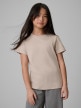 mini: Dziewczęcy t-shirt bez nadruku 4F 4FJWSS26TTSHF3003 - beżowy (1)