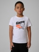 4F JUNIOR Chłopięcy tshirt z nadrukiem 4F 4FJWSS26TTSHM3011  biały Biały