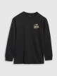 4F JUNIOR Chłopięcy longsleeve z nadrukiem 4F 4FJWSS25TLONM435  czarny Czarny