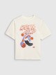 Chłopięcy t-shirt oversize z nadrukiem 4F 4FJASAW24TTSHM2596 - biały
