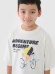 4F JUNIOR Chłopięcy tshirt oversize z nadrukiem 4F 4FJASAW24TTSHM2596  biały Biały