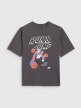 Chłopięcy t-shirt oversize z nadrukiem 4F 4FJASAW24TTSHM2596 - szary