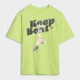 Chłopięcy t-shirt oversize z nadrukiem 4F 4FJASAW24TTSHM2596 - zielony