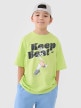 4F JUNIOR Chłopięcy tshirt oversize z nadrukiem 4F 4FJASAW24TTSHM2596  zielony Zielony