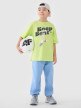 Chłopięcy t-shirt oversize z nadrukiem 4F 4FJASAW24TTSHM2596 - zielony
