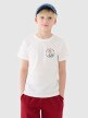 4F JUNIOR Chłopięcy tshirt z nadrukiem 4F 4FJRSS25TTSHM2565  biały Biały