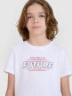 4F JUNIOR Chłopięcy tshirt z nadrukiem 4F 4FJRSS25TTSHM2820  biały Biały