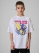  4F JUNIOR Chłopięcy tshirt z nadrukiem 4F 4FJRSS26TTSHM3904  biały Biały