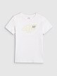 Chłopięcy t-shirt z nadrukiem 4F 4FJWAW25TTSHM2417 - biały