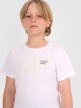 Chłopięcy t-shirt z nadrukiem 4F 4FJWAW25TTSHM2417 - biały
