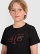4F JUNIOR Chłopięcy tshirt z nadrukiem 4F 4FJWAW25TTSHM2417  czarny Czarny