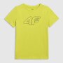 Chłopięcy t-shirt z nadrukiem 4F 4FJWAW25TTSHM2417 - żółty