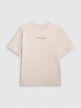 Chłopięcy t-shirt z nadrukiem 4F 4FJWSS25TTSHM1879 - beżowy