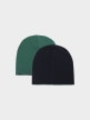 4F JUNIOR Dziecięca czapka beanie dwustronna 4F 4FJWSS25ACAPU505  zielona Czarny