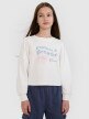 4F JUNIOR Dziewczęca bluza dresowa nierozpinana bez kaptura 4F 4FJWSS25TSWSF1483  biała Biały